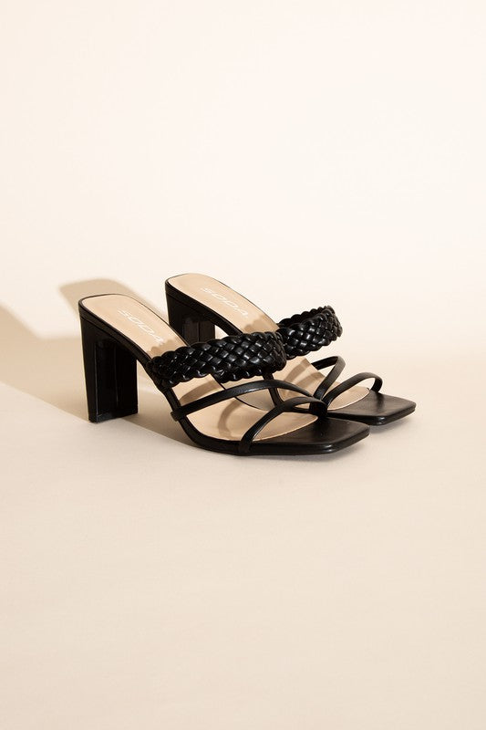 Mina Braided Strap High Heel Mule Sandals