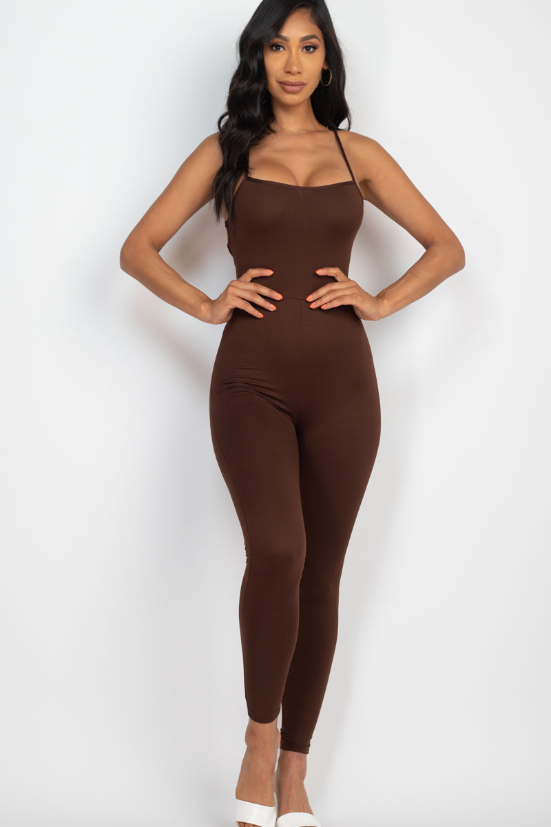 Not So Basic Criss-Cross Open Back Bodycon Jumpsuit