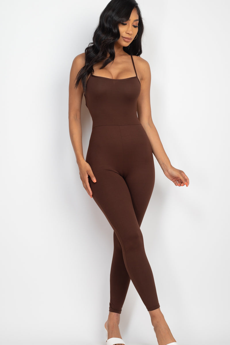 Not So Basic Criss-Cross Open Back Bodycon Jumpsuit