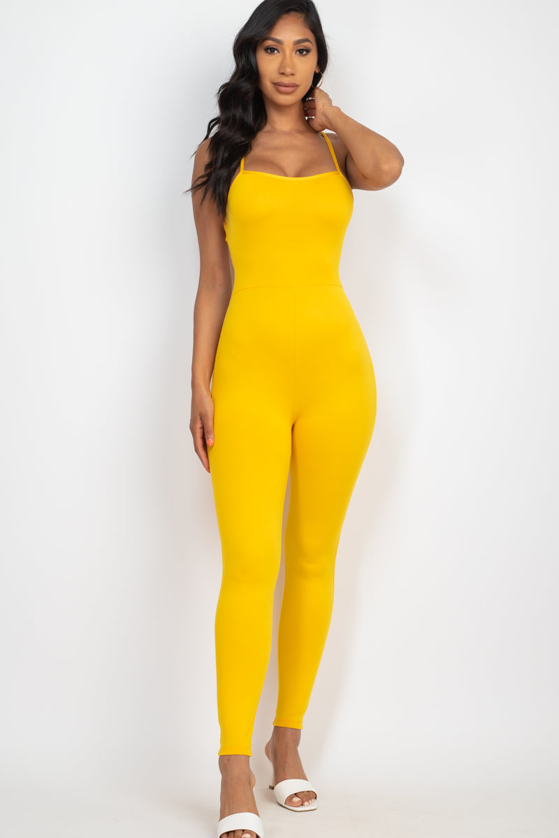 Not So Basic Criss-Cross Open Back Bodycon Jumpsuit