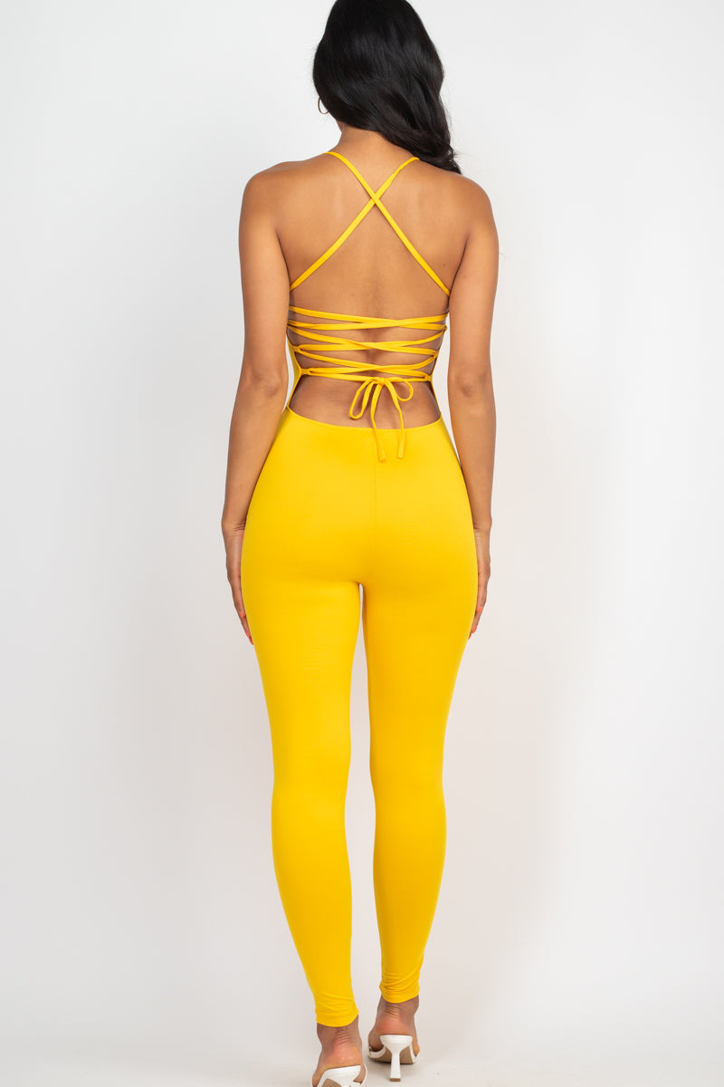 Not So Basic Criss-Cross Open Back Bodycon Jumpsuit