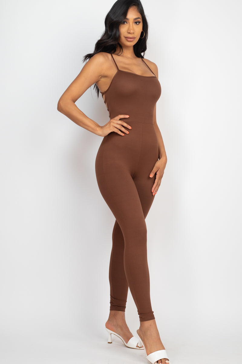 Not So Basic Criss-Cross Open Back Bodycon Jumpsuit