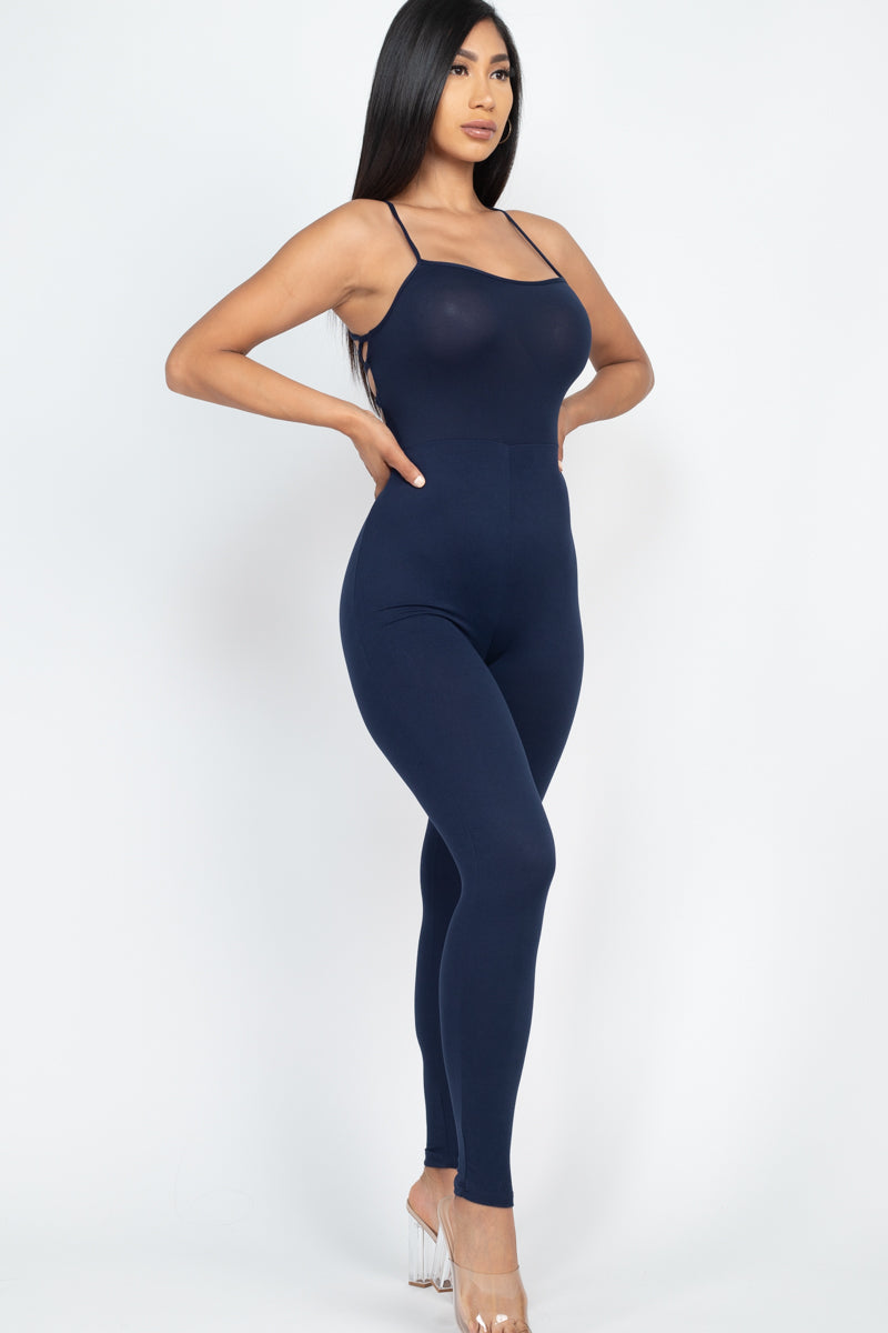 Not So Basic Criss-Cross Open Back Bodycon Jumpsuit