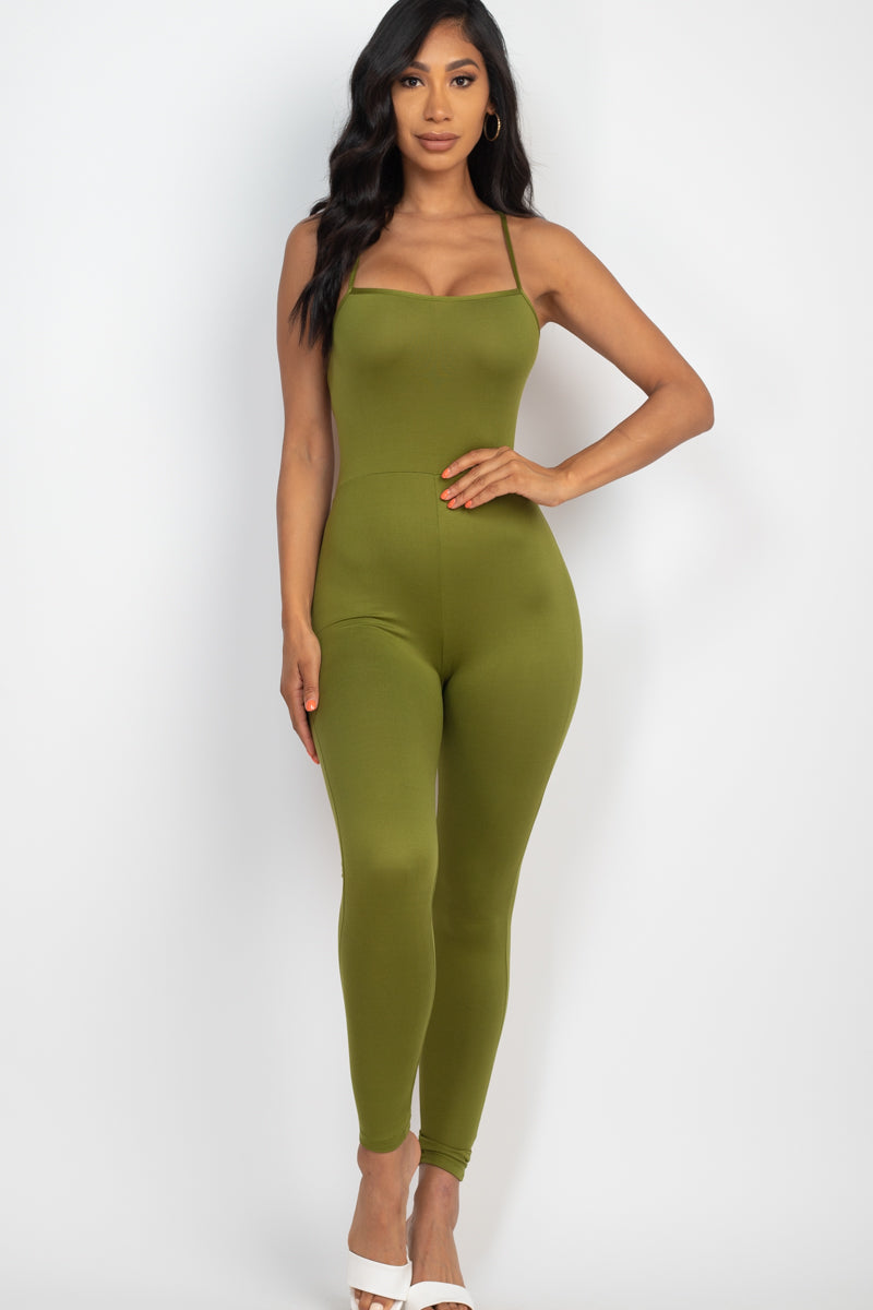 Not So Basic Criss-Cross Open Back Bodycon Jumpsuit