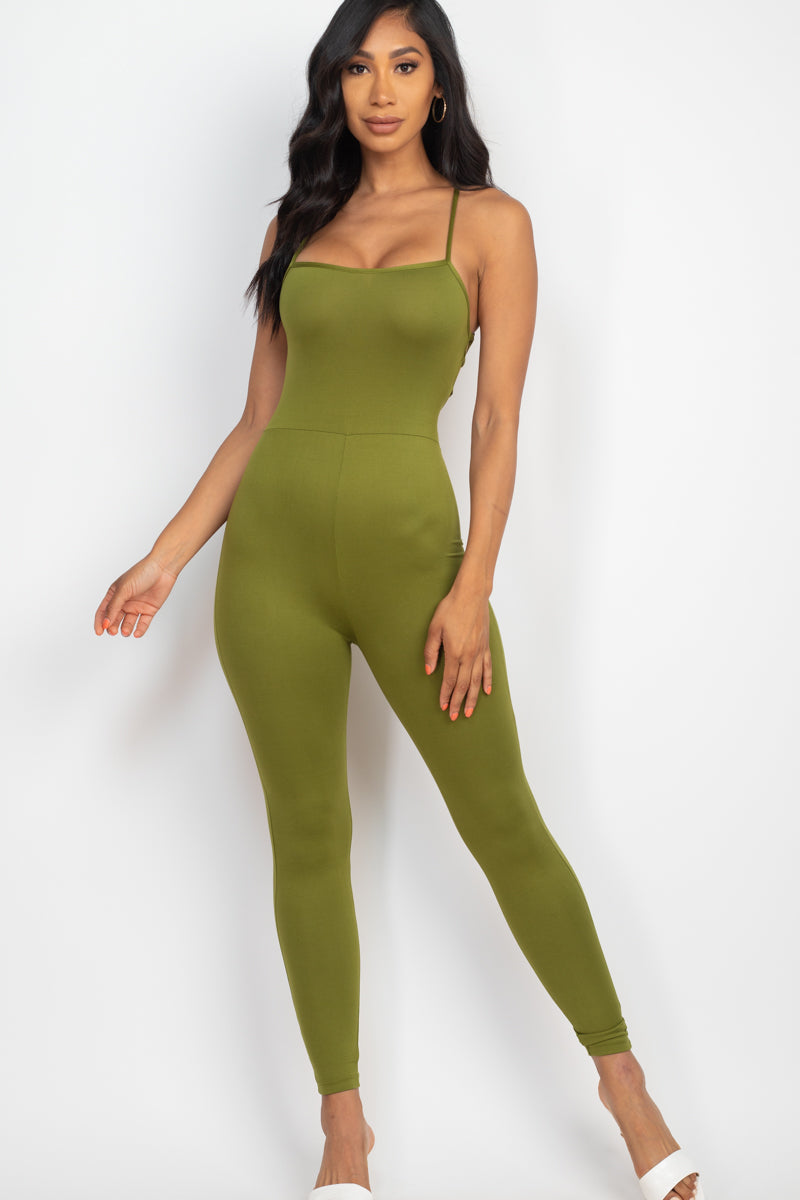 Not So Basic Criss-Cross Open Back Bodycon Jumpsuit