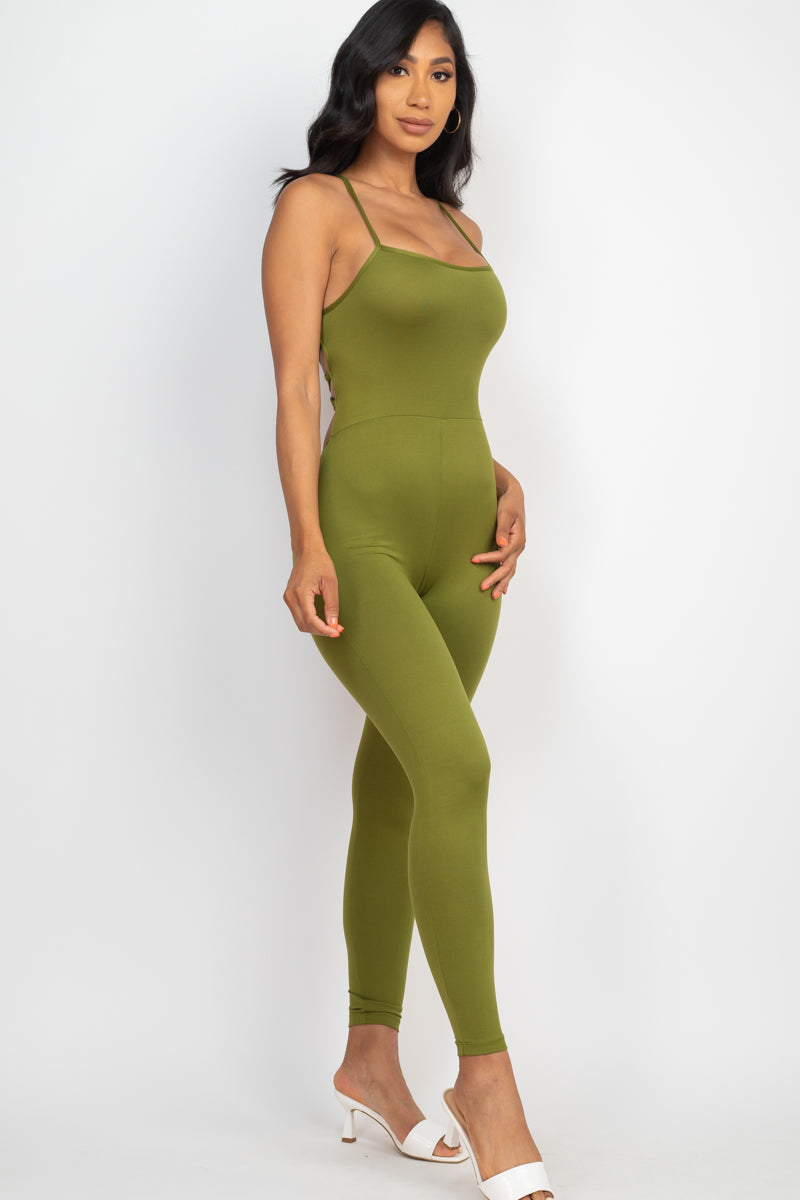 Not So Basic Criss-Cross Open Back Bodycon Jumpsuit