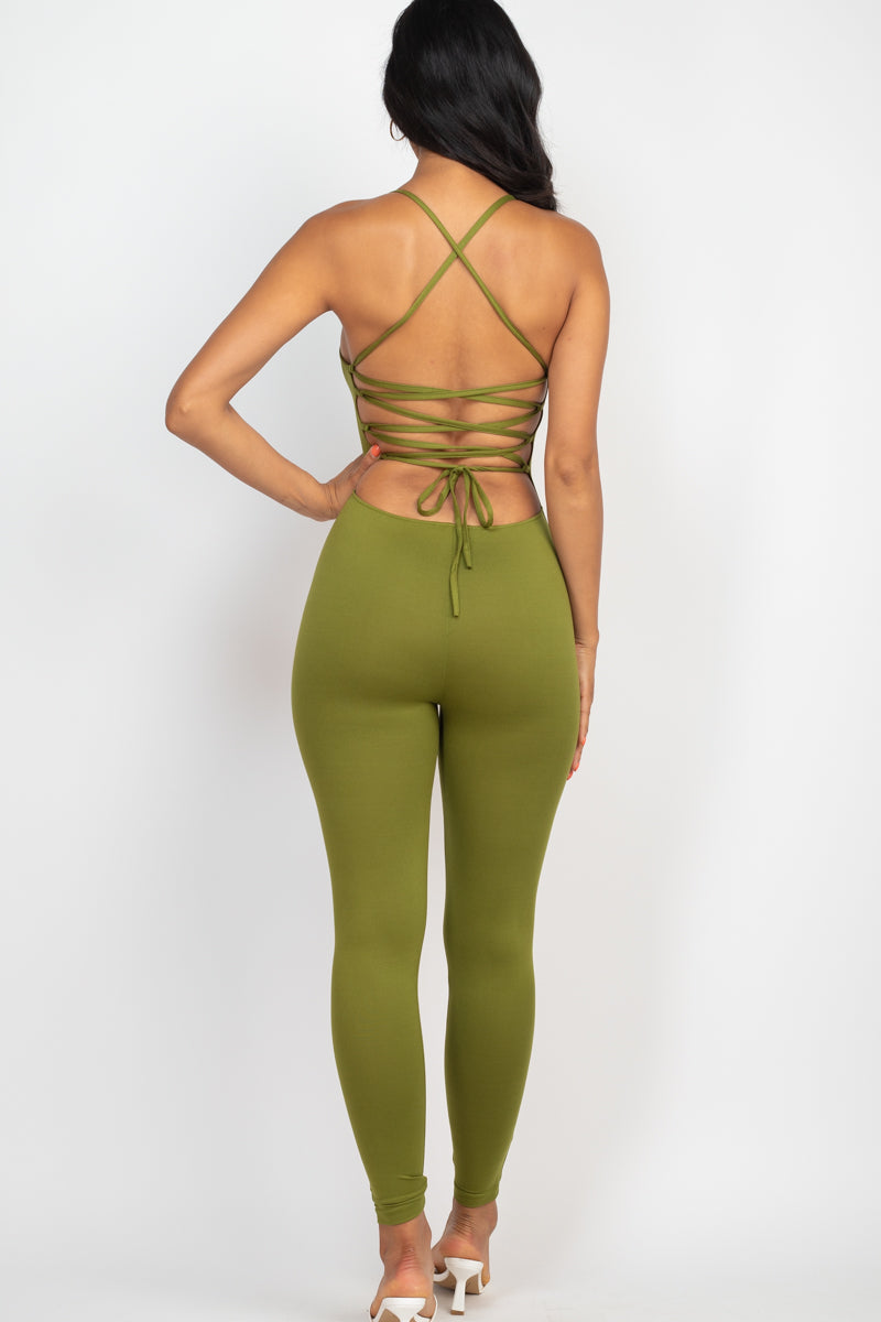 Not So Basic Criss-Cross Open Back Bodycon Jumpsuit