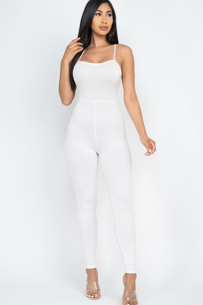 Not So Basic Criss-Cross Open Back Bodycon Jumpsuit