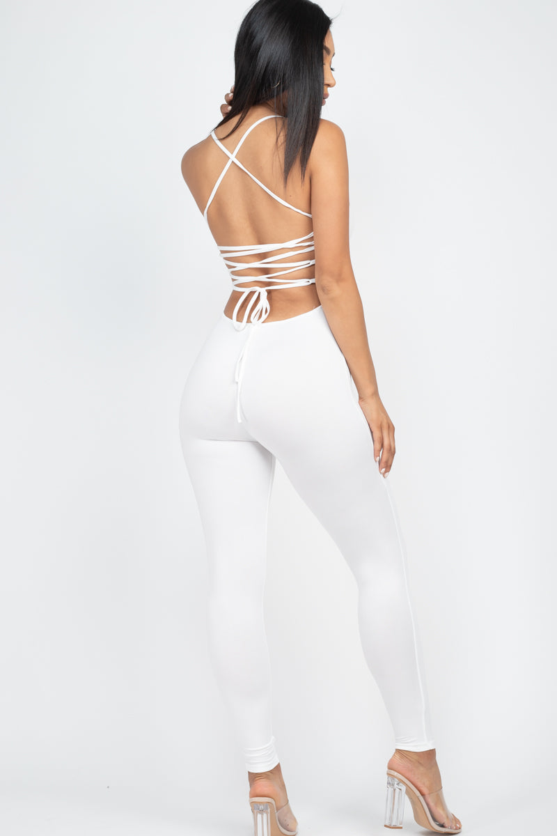 Not So Basic Criss-Cross Open Back Bodycon Jumpsuit