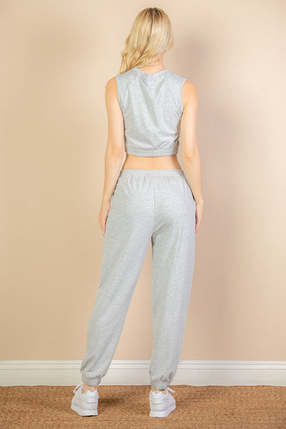 Casual Basics French Terry Tank Top &amp; Joggers Set