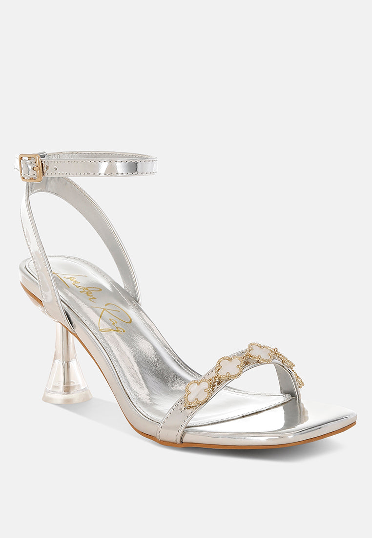 Ebina Clover Charms Tie Up High Heel Sandals