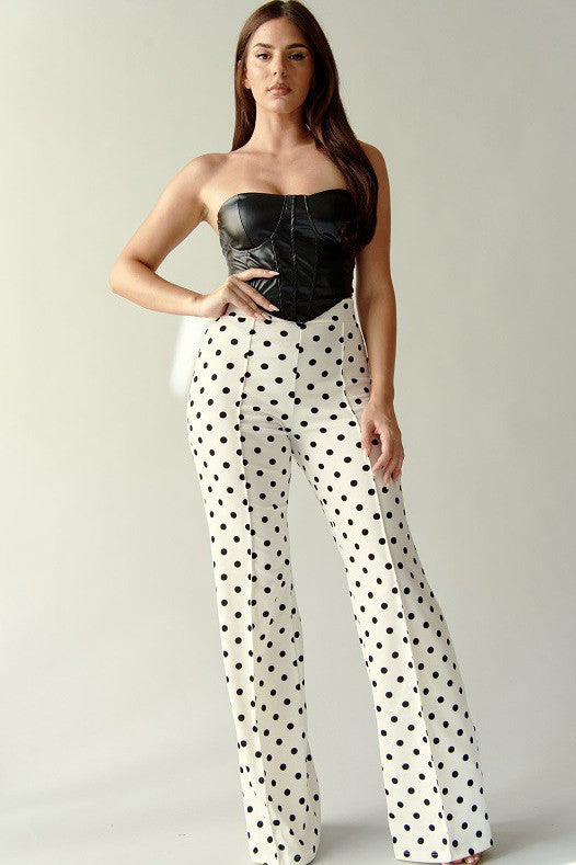 Mathilda Polka Dots High Waist Straight Leg Pants