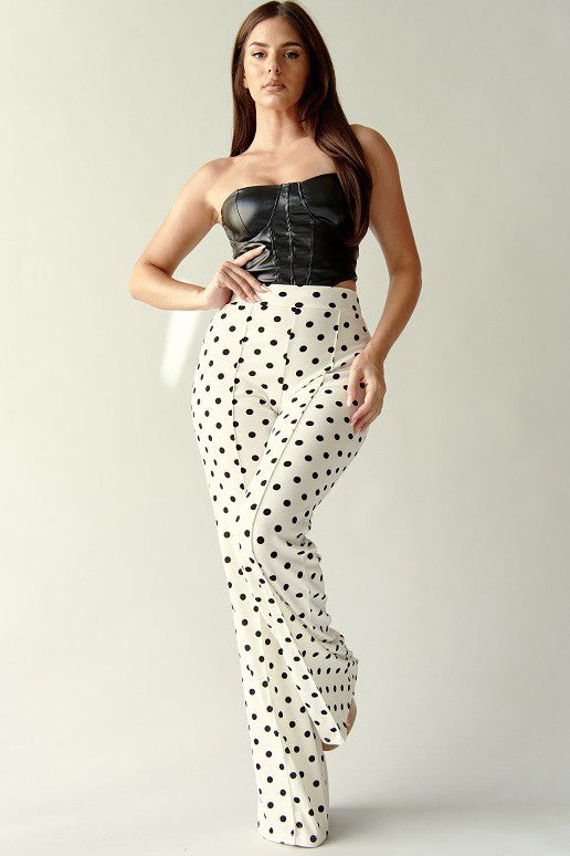 Mathilda Polka Dots High Waist Straight Leg Pants