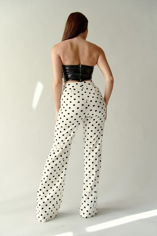 Mathilda Polka Dots High Waist Straight Leg Pants