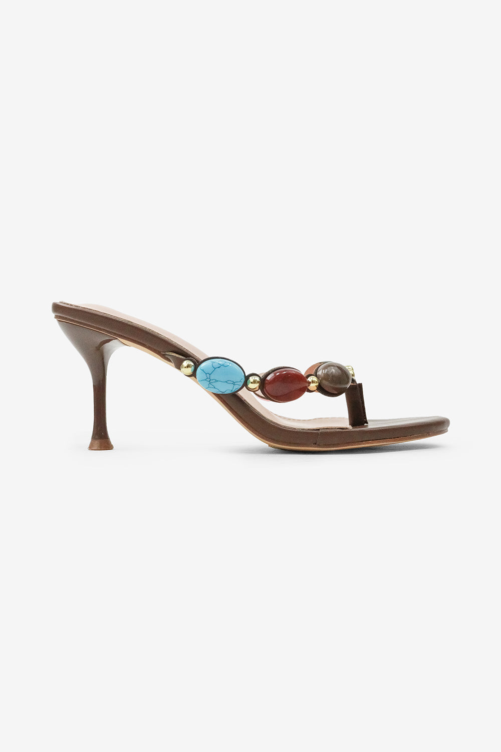 Simone Jewel Stone Detail Thong High Heel Mules