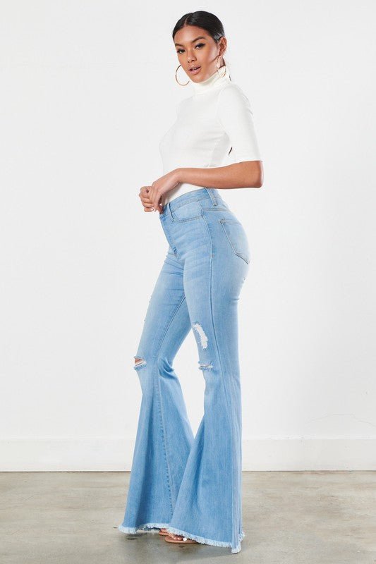 Bittersweet High Waisted Ultra Flare Leg Jeans - ShopRbls