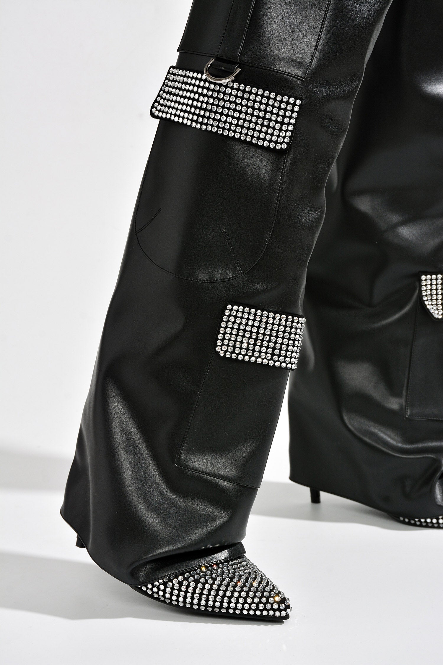 Disco Nights Rhinestone Detail Fold Over Thigh High Boots