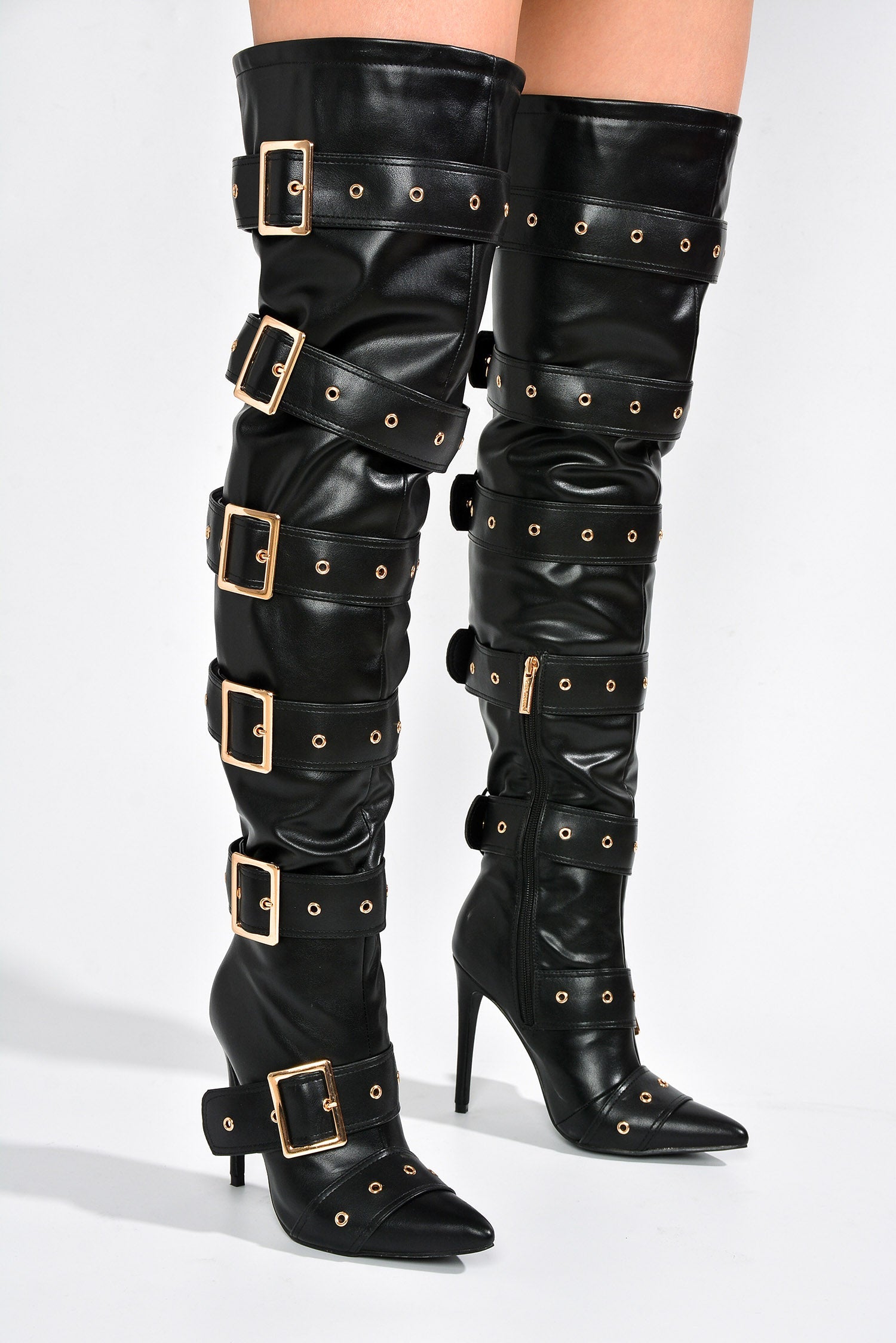 Fatale Multi Buckle Knee High Boots
