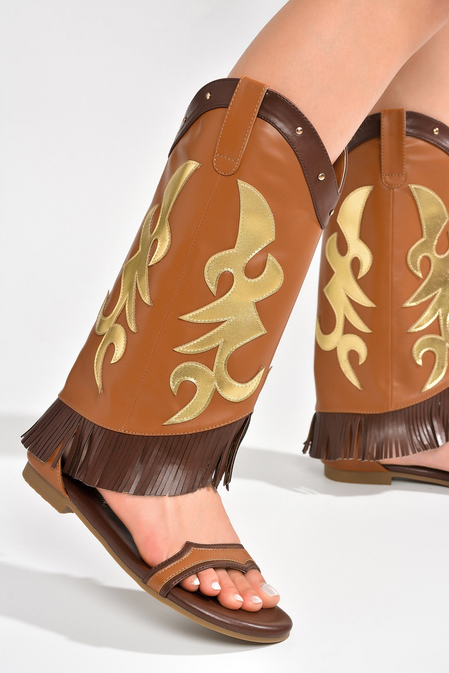 Rodeo Girl Western Fold Over Flat Sandals