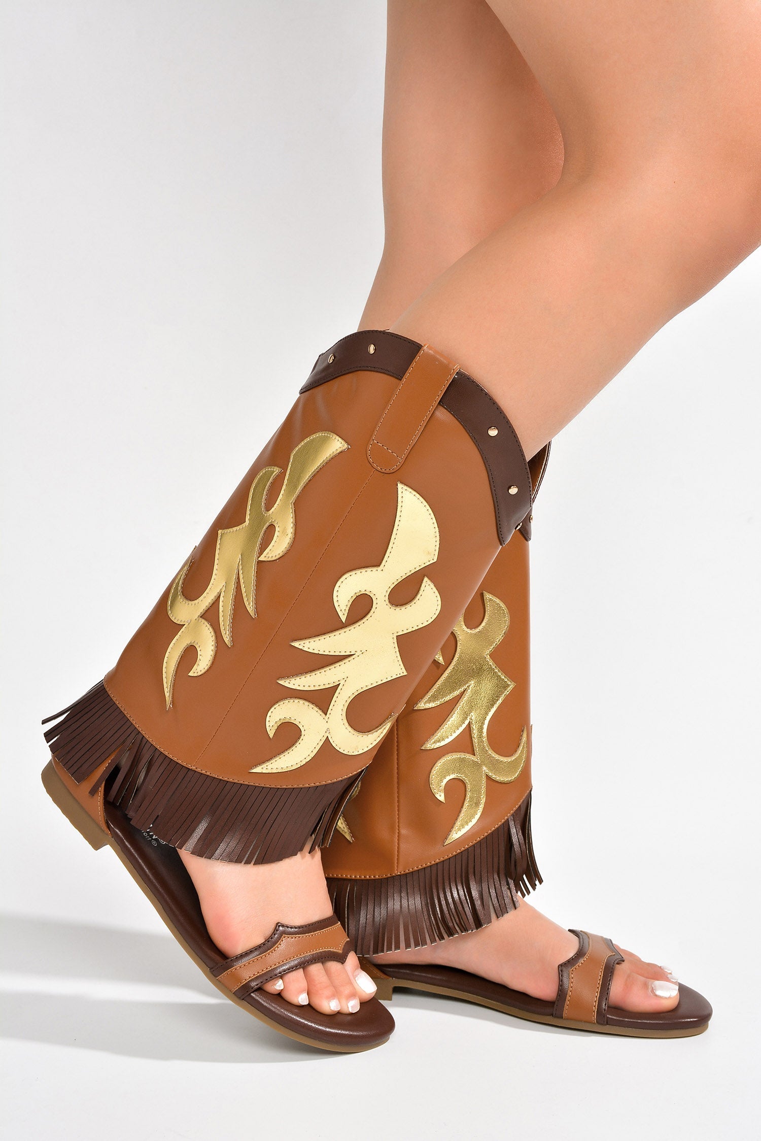 Rodeo Girl Western Fold Over Flat Sandals