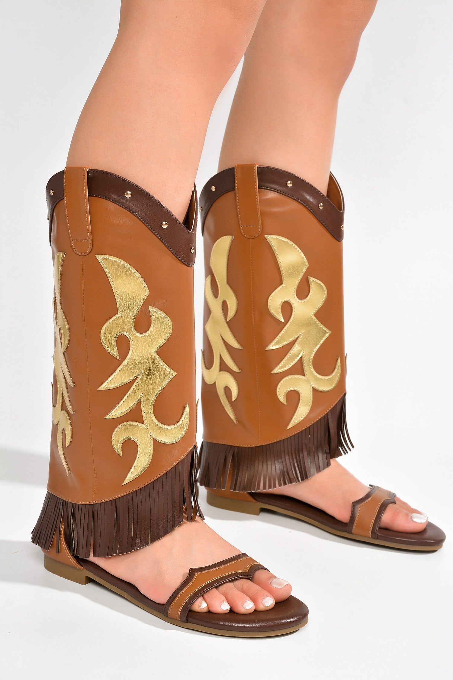Rodeo Girl Western Fold Over Flat Sandals
