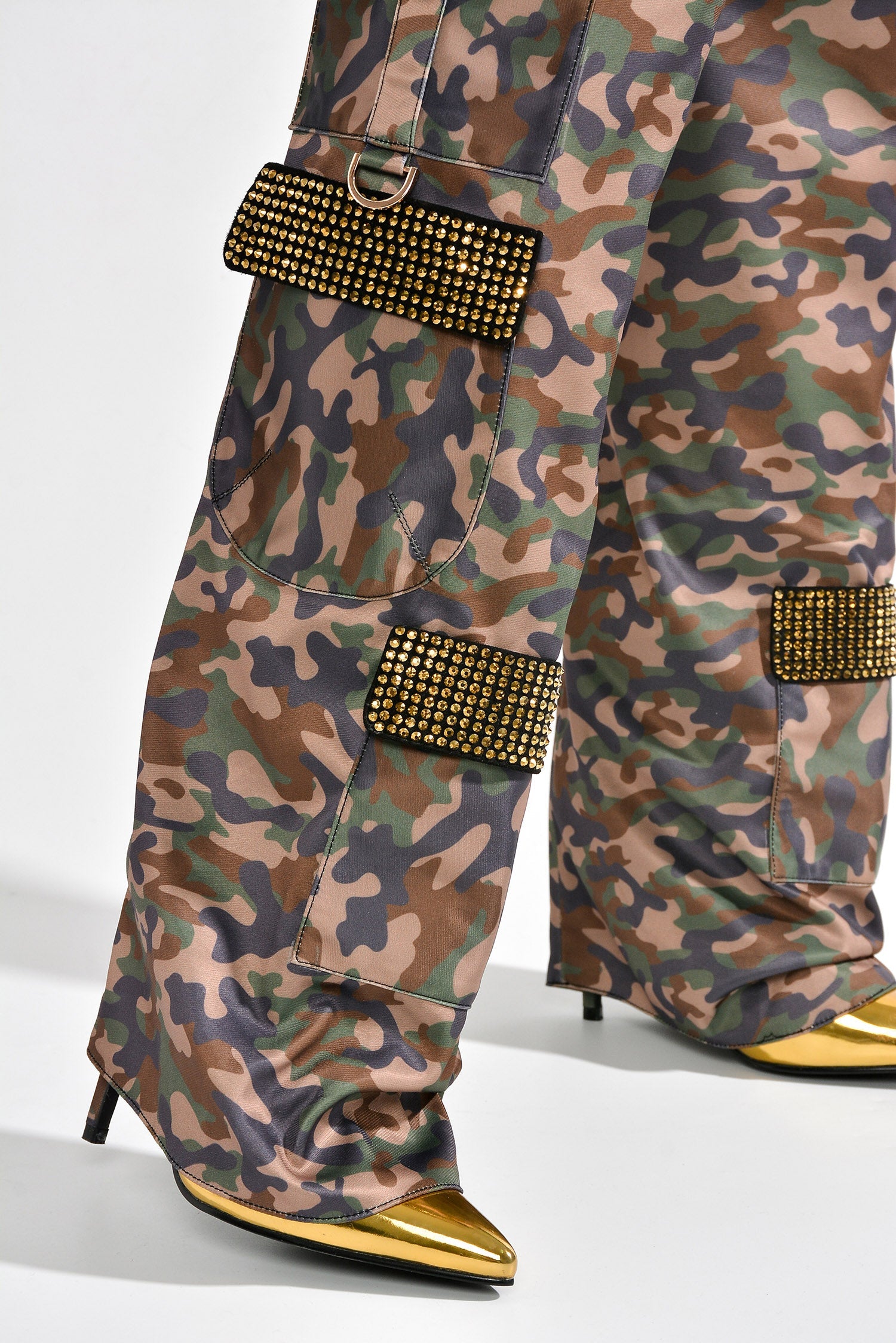 Disco Nights Rhinestone Detail Fold Over Thigh High Boots