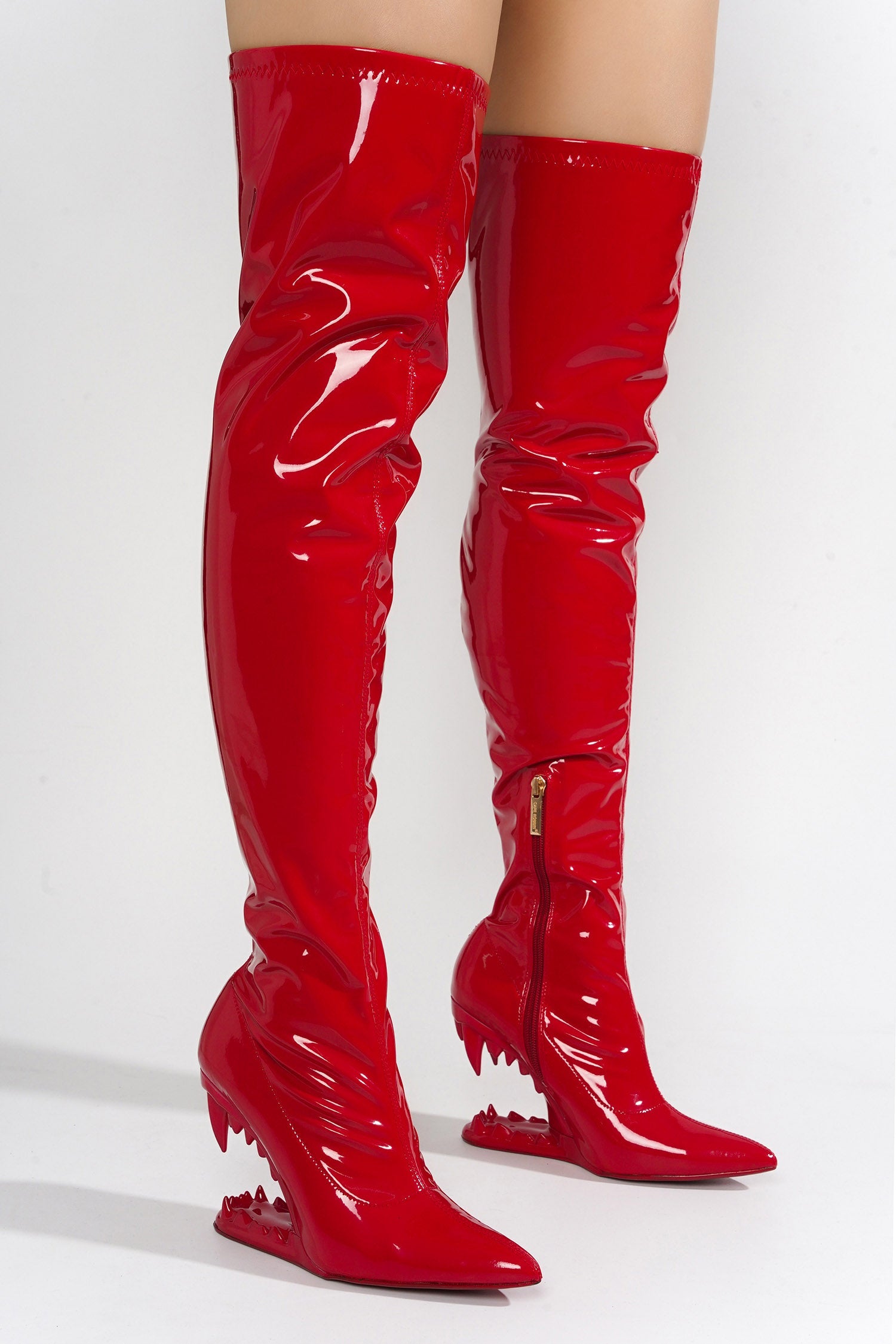 Unruly Patent Leather Over The Knee Boots