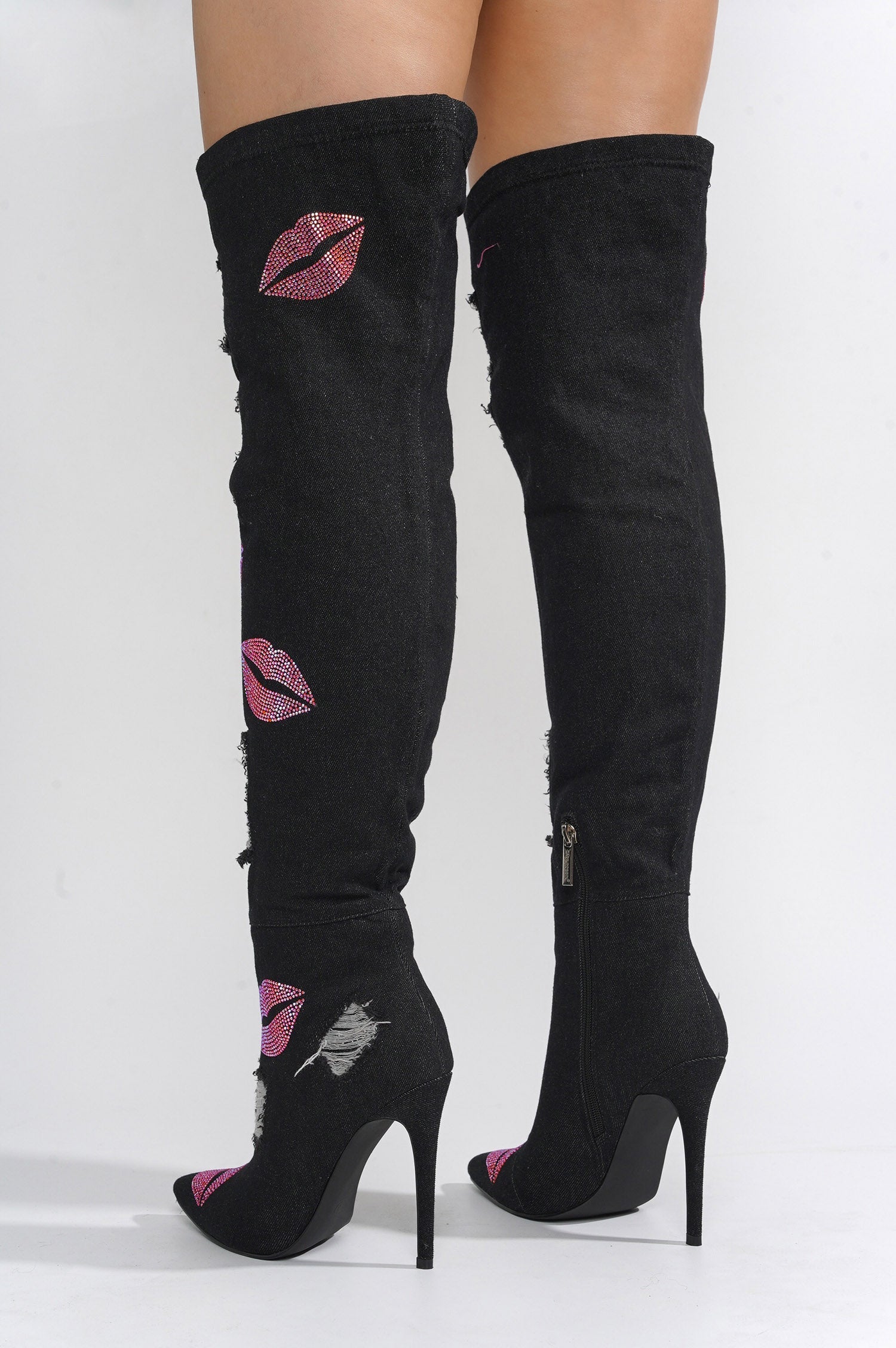 XoXo Rhinestones Decor Thigh High Boots