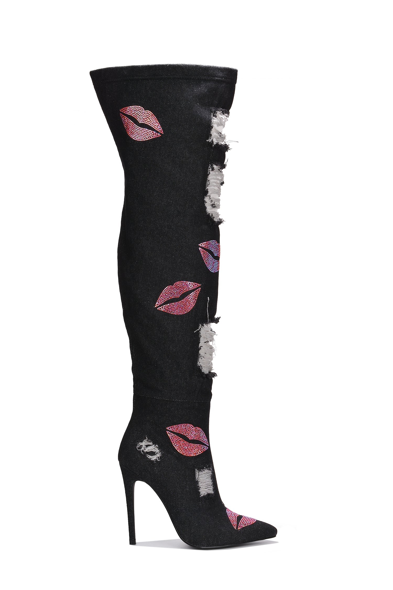 XoXo Rhinestones Decor Thigh High Boots