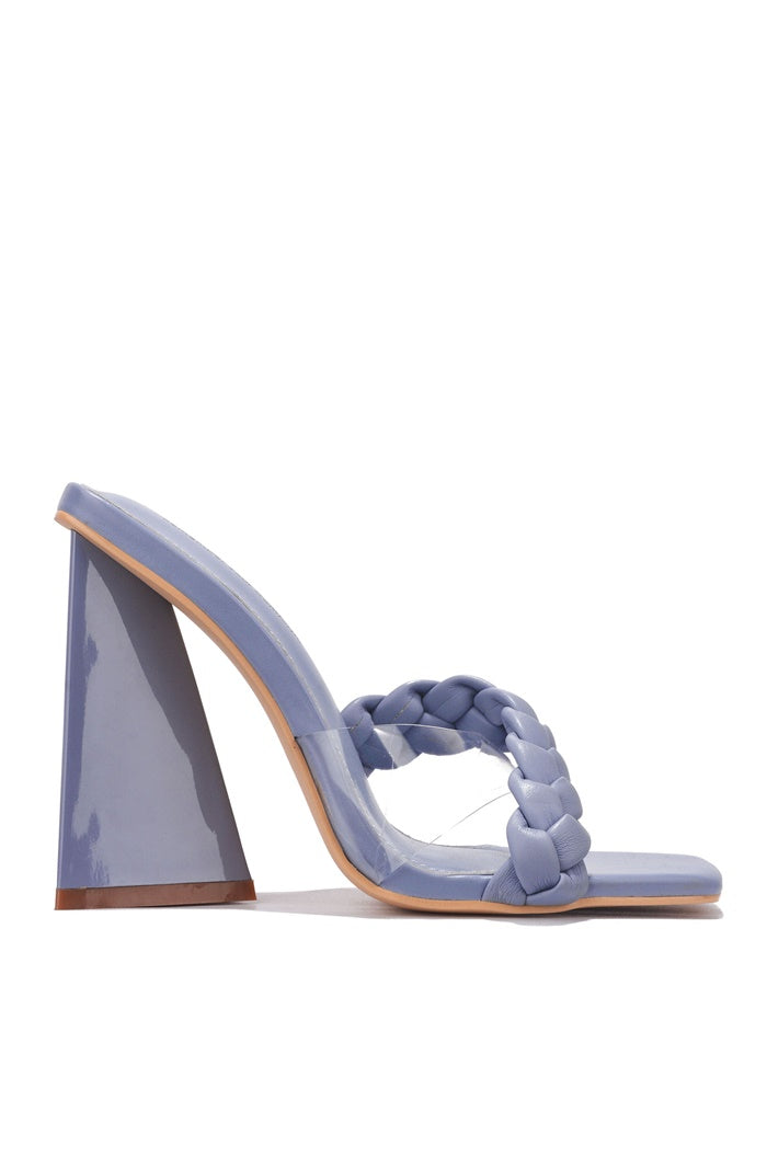 Clara Braid Detail Flared Block Heel Mules