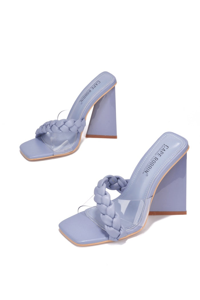 Clara Braid Detail Flared Block Heel Mules