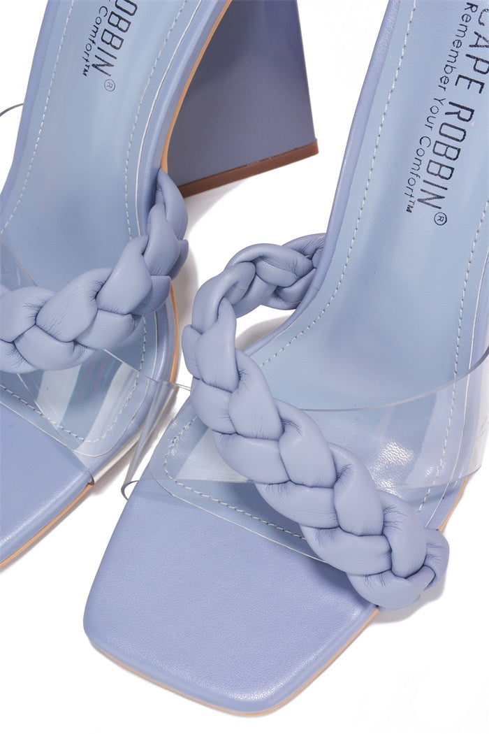 Clara Braid Detail Flared Block Heel Mules