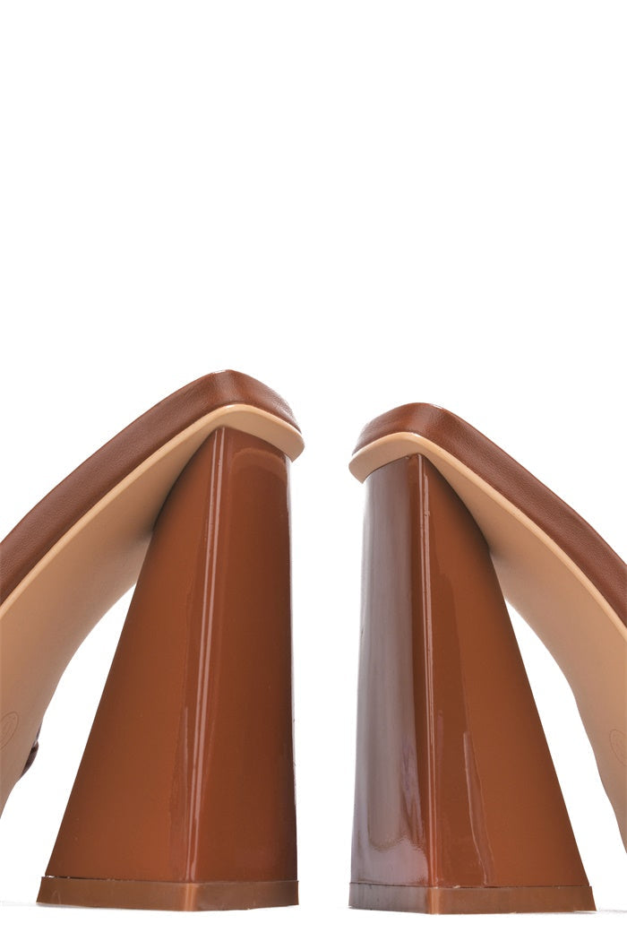 Clara Braid Detail Flared Block Heel Mules