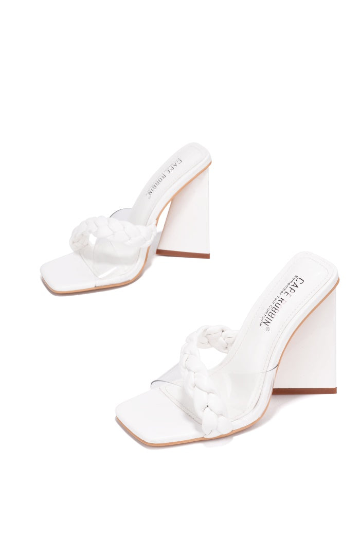 Clara Braid Detail Flared Block Heel Mules