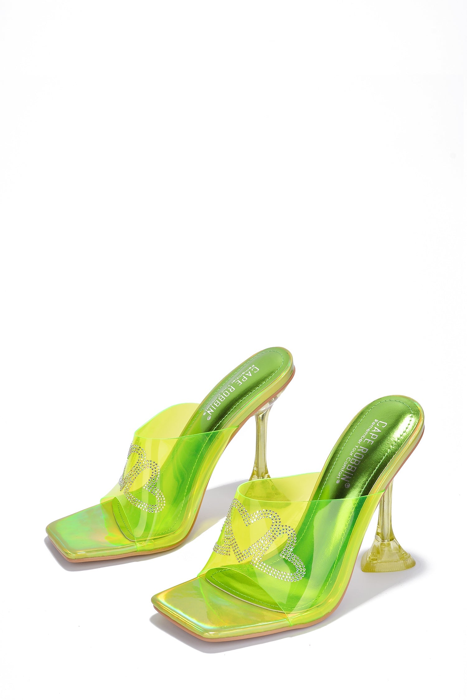 Blondie Flared Heel Perspex Mule Sandals
