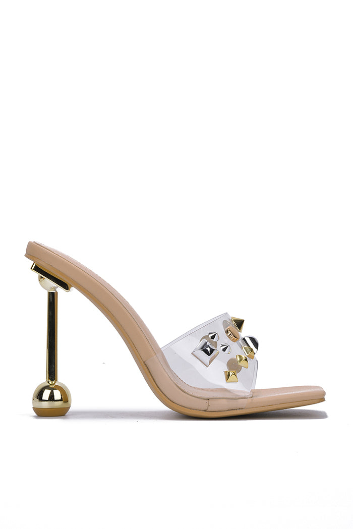 Dani Studded Square Toe High Heel Mules