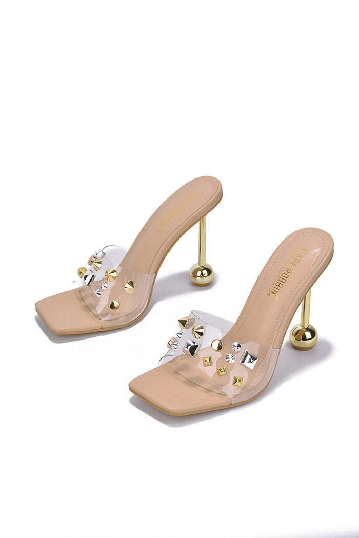 Dani Studded Square Toe High Heel Mules