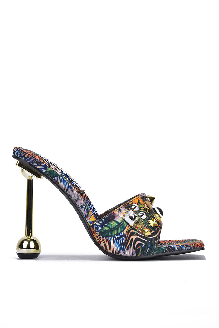 Dani Studded Square Toe High Heel Mules