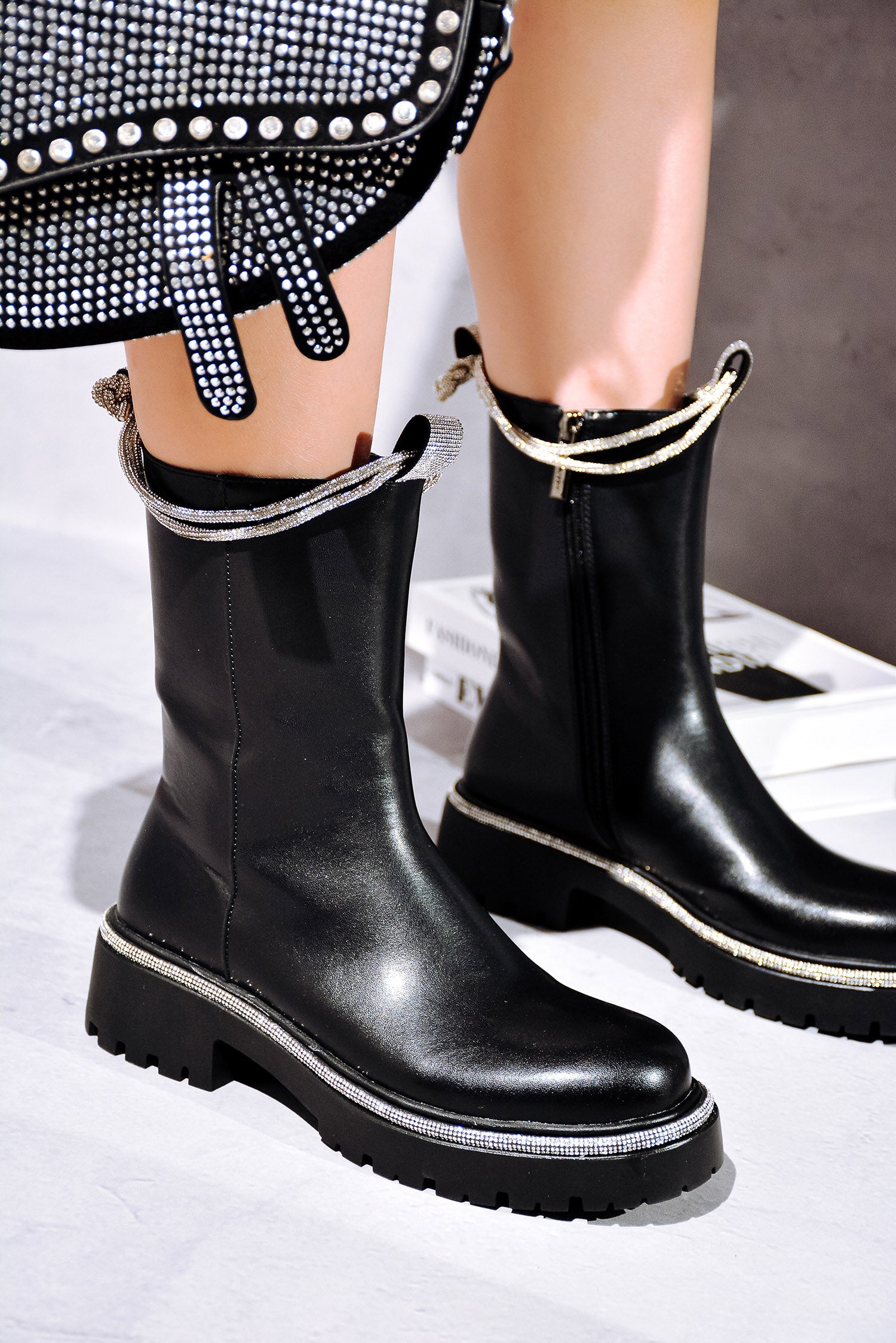 Lauryn Diamanté Detail Ankle Boots