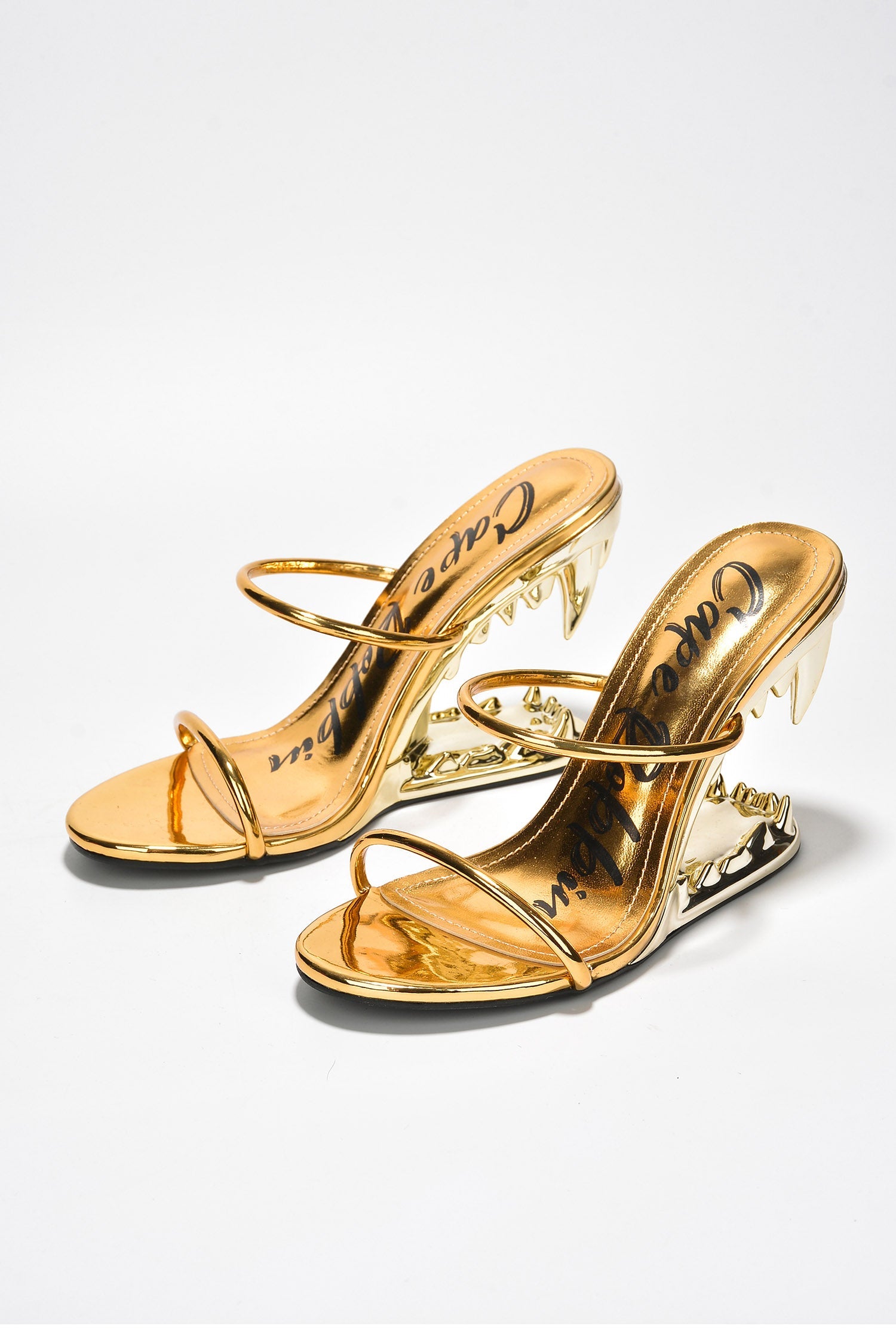 Bite Me Metallic Open Teeth High Heel Sandals