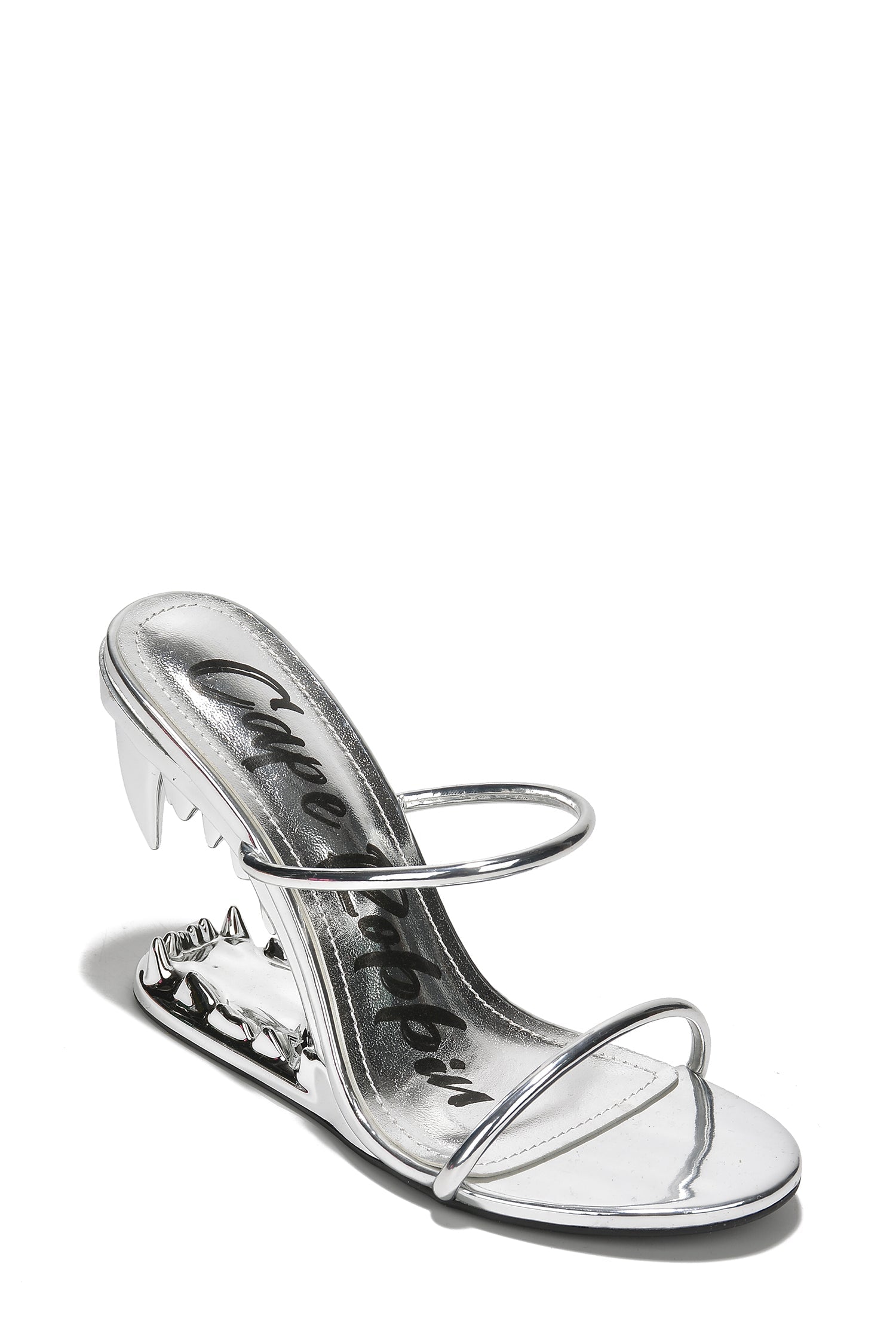 Bite Me Metallic Open Teeth High Heel Sandals