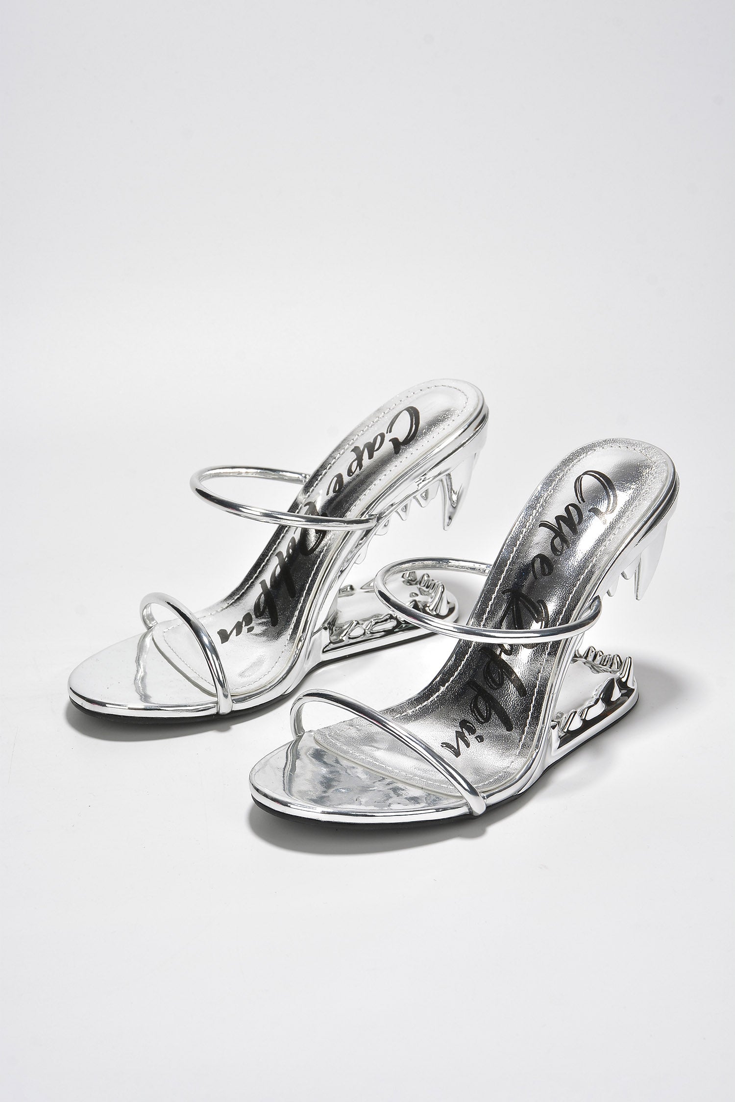 Bite Me Metallic Open Teeth High Heel Sandals