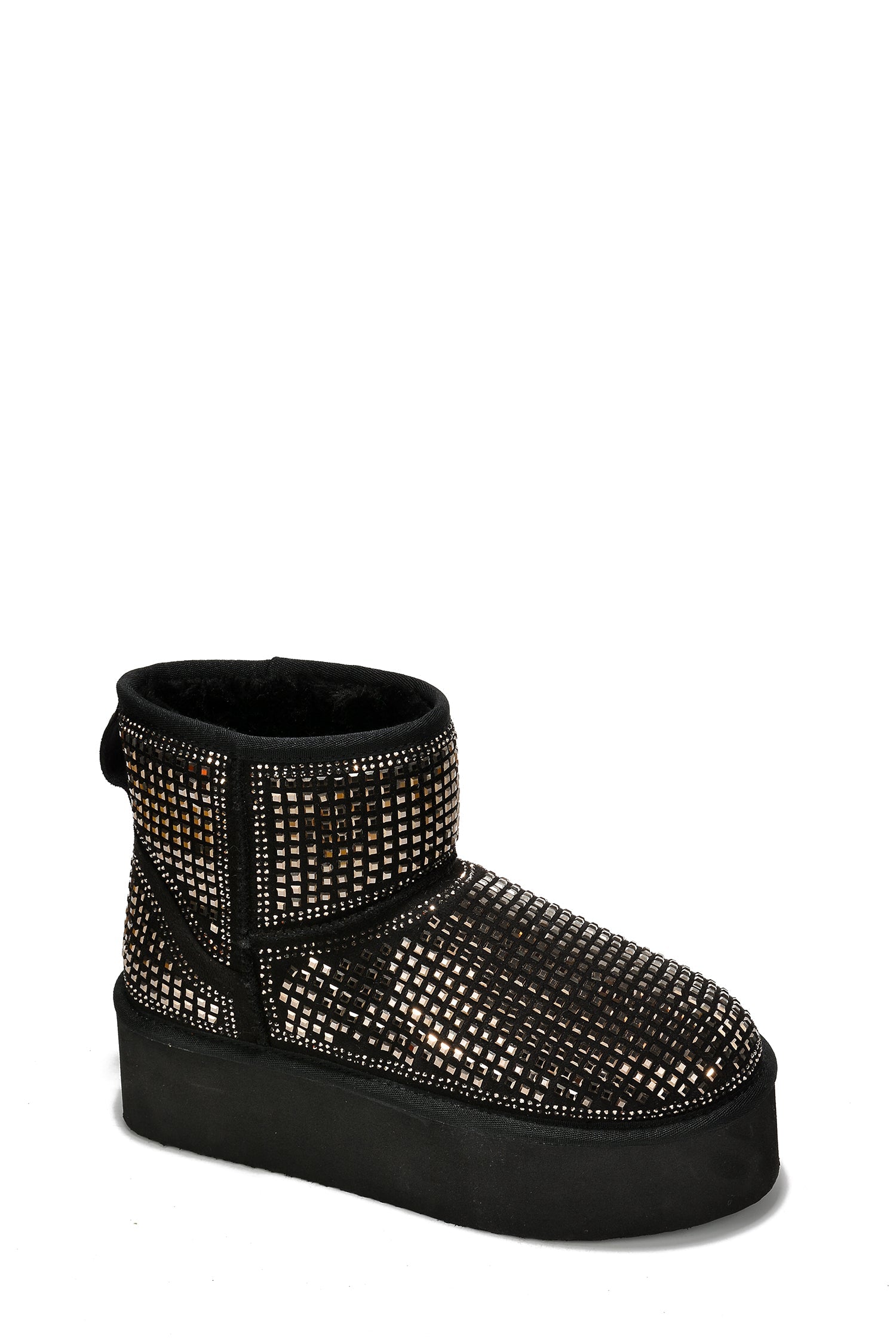 Glam Girl Rhinestones Embellished Platform Ankle Boots