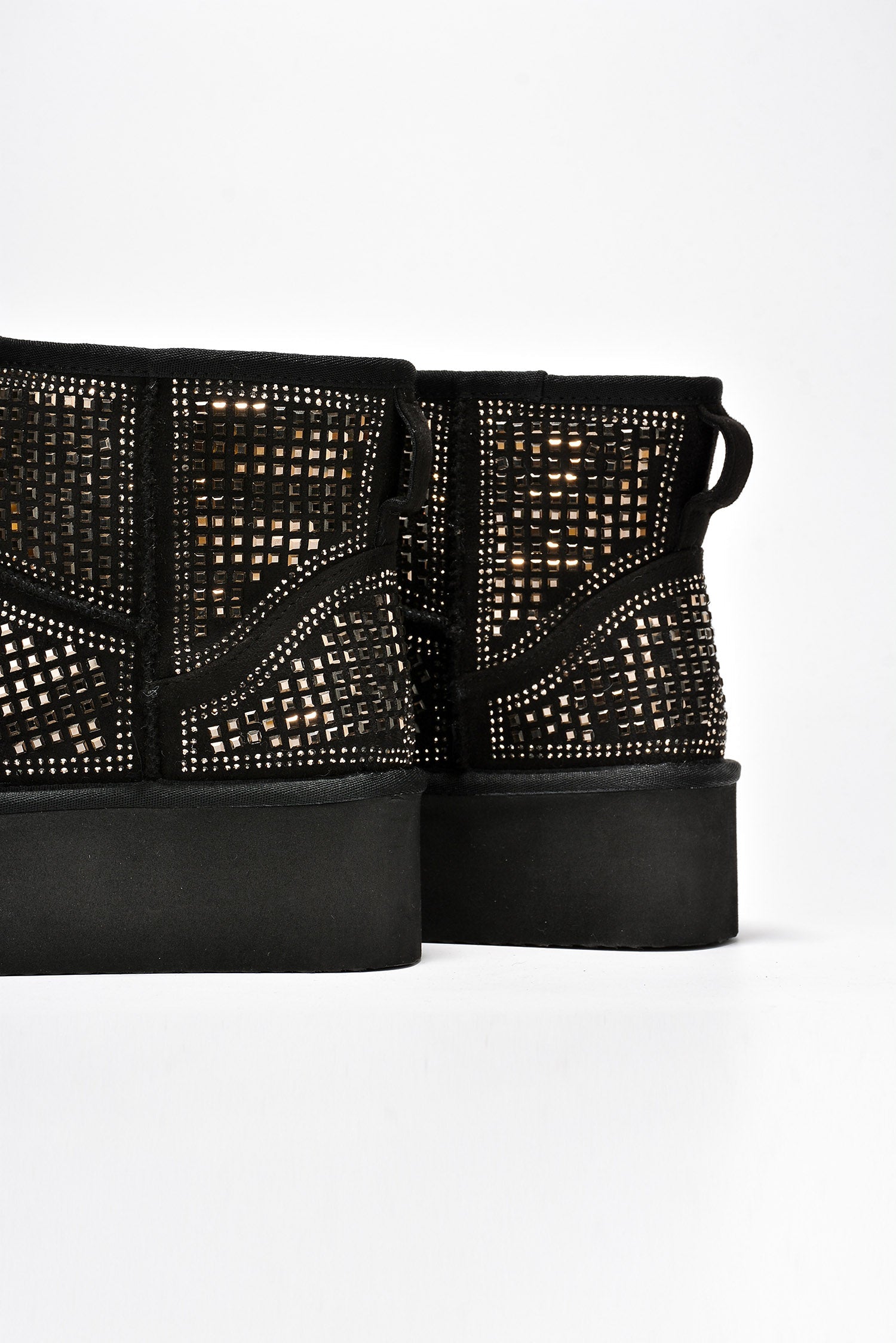 Glam Girl Rhinestones Embellished Platform Ankle Boots