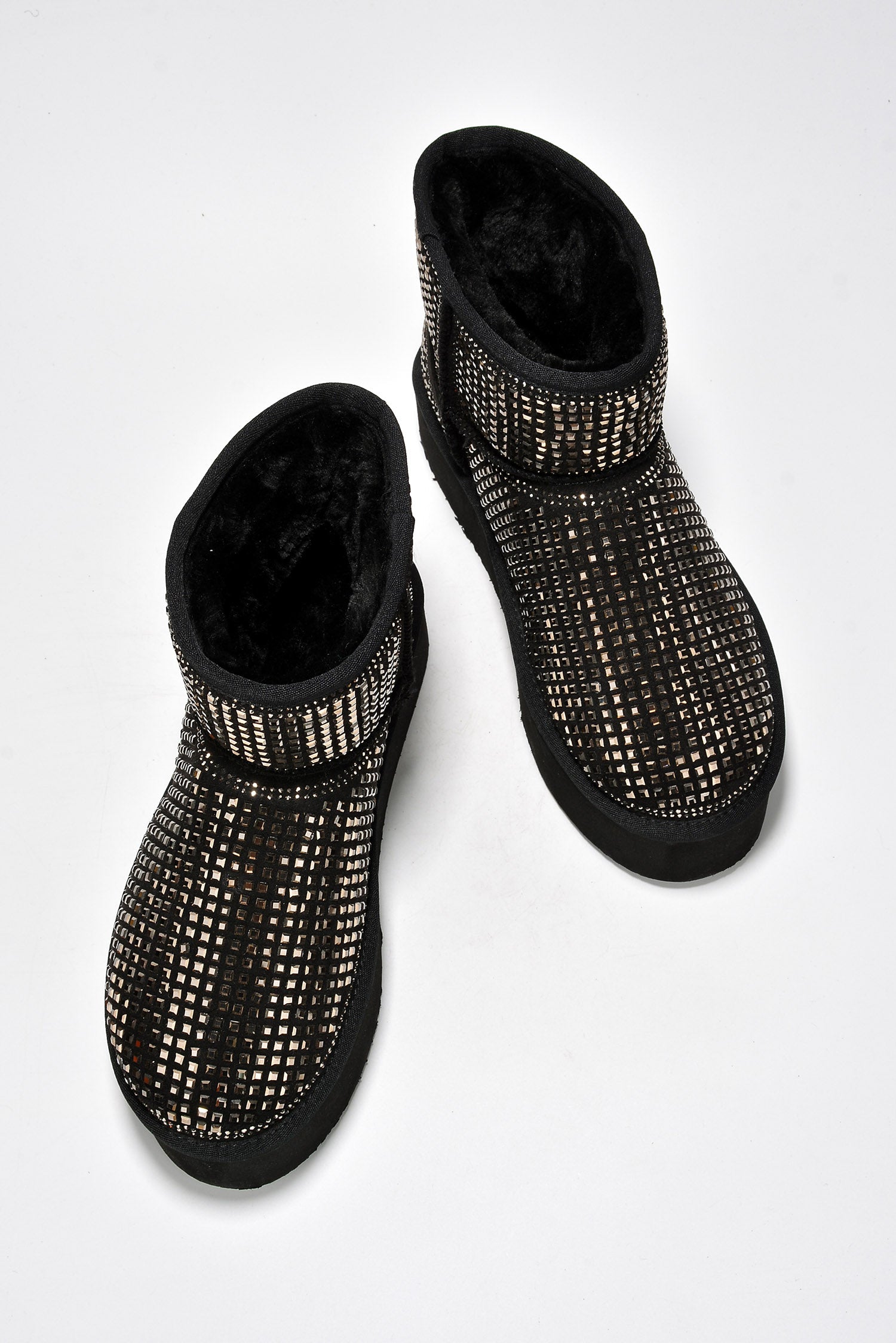 Glam Girl Rhinestones Embellished Platform Ankle Boots