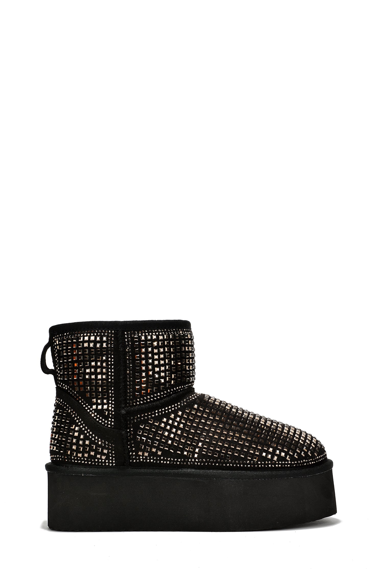 Glam Girl Rhinestones Embellished Platform Ankle Boots