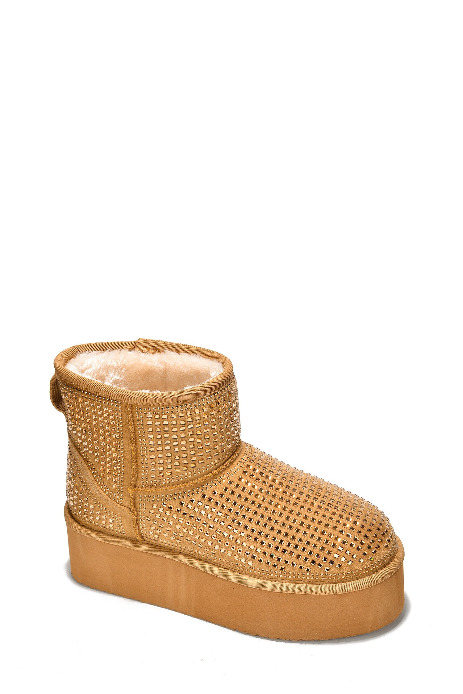 Glam Girl Rhinestones Embellished Platform Ankle Boots