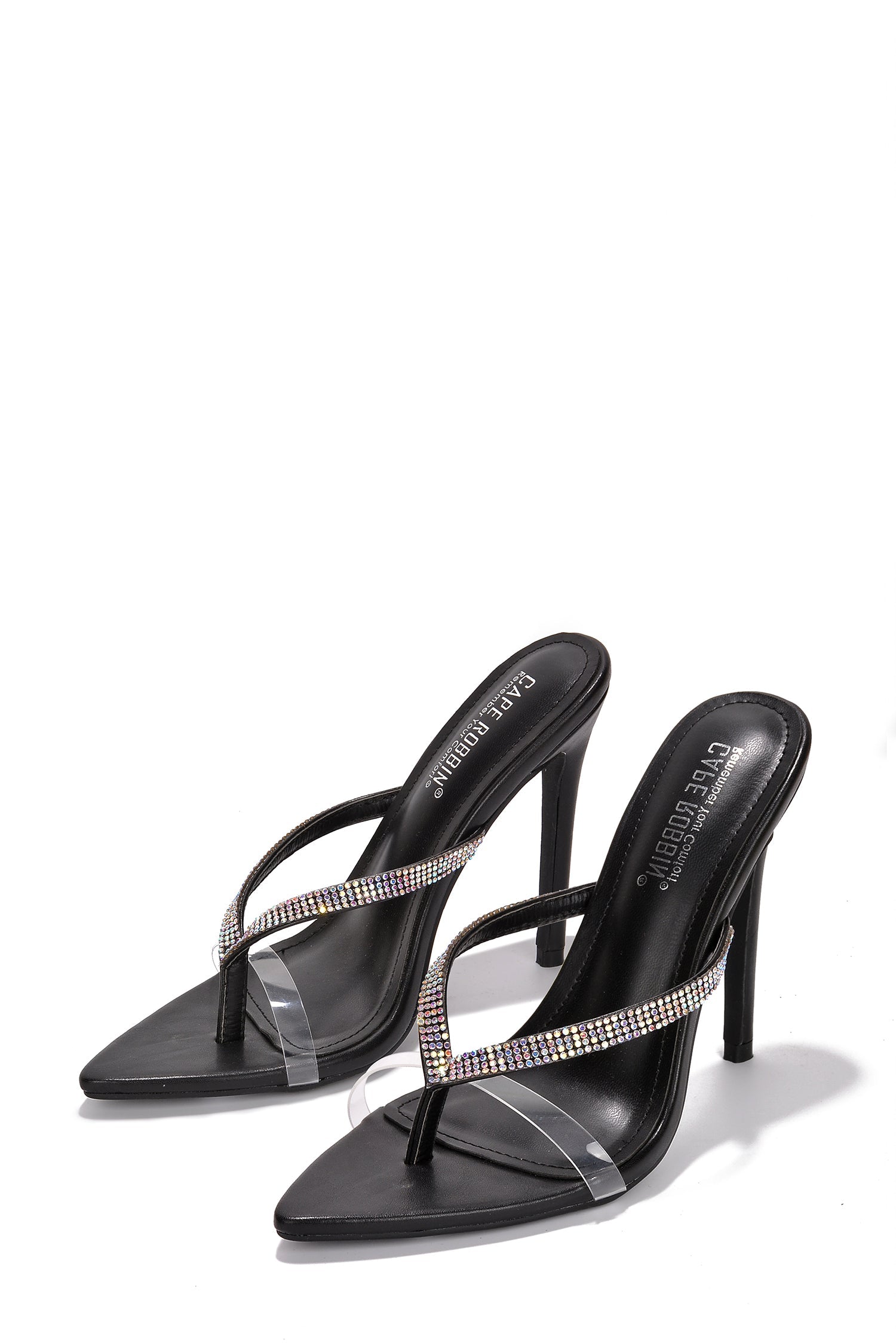 Cora Diamante Detail Thong Strap High Heel Sandals