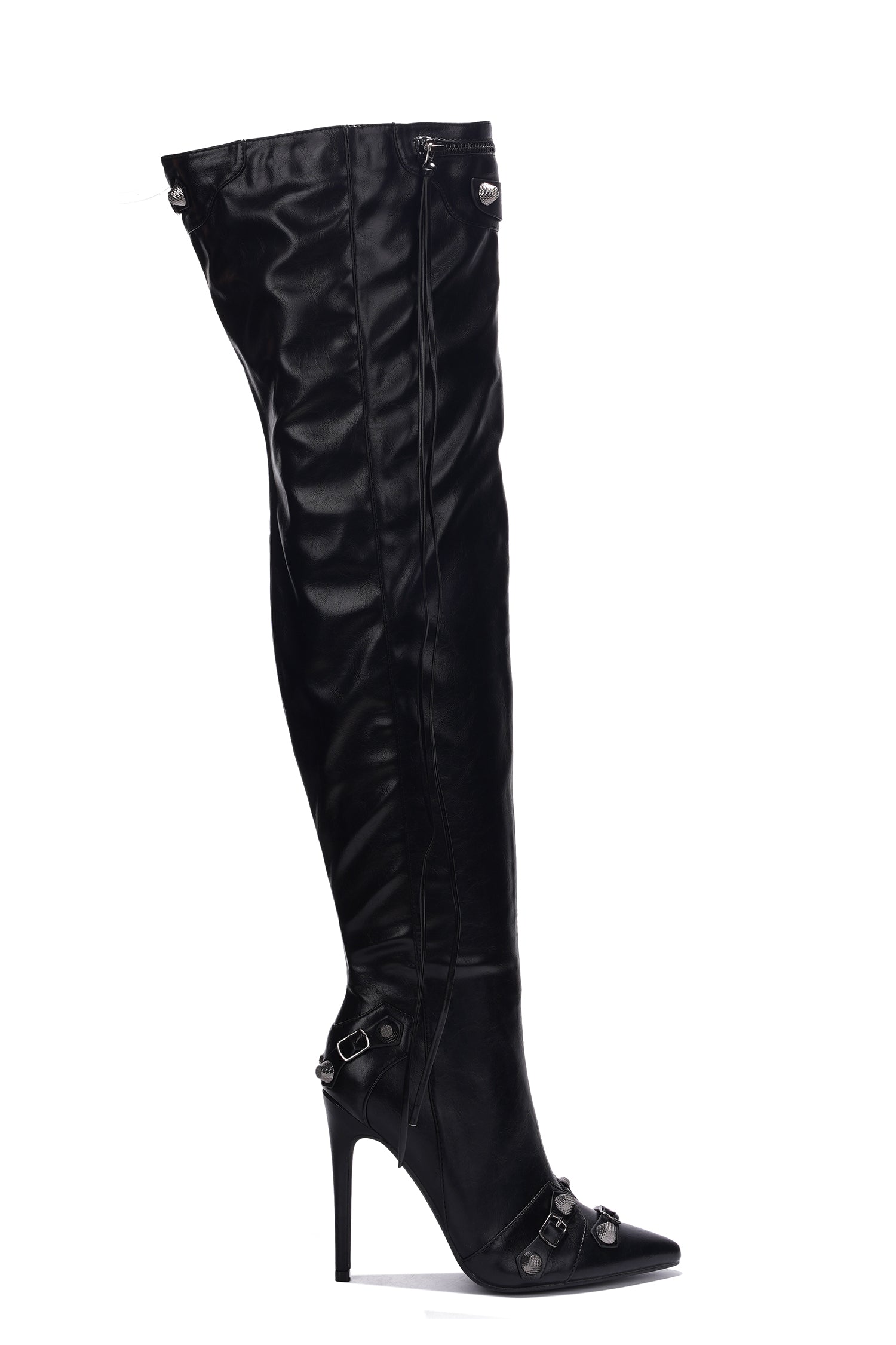 Vega Metallic Pointed Toe Stiletto Over The Knee Boots