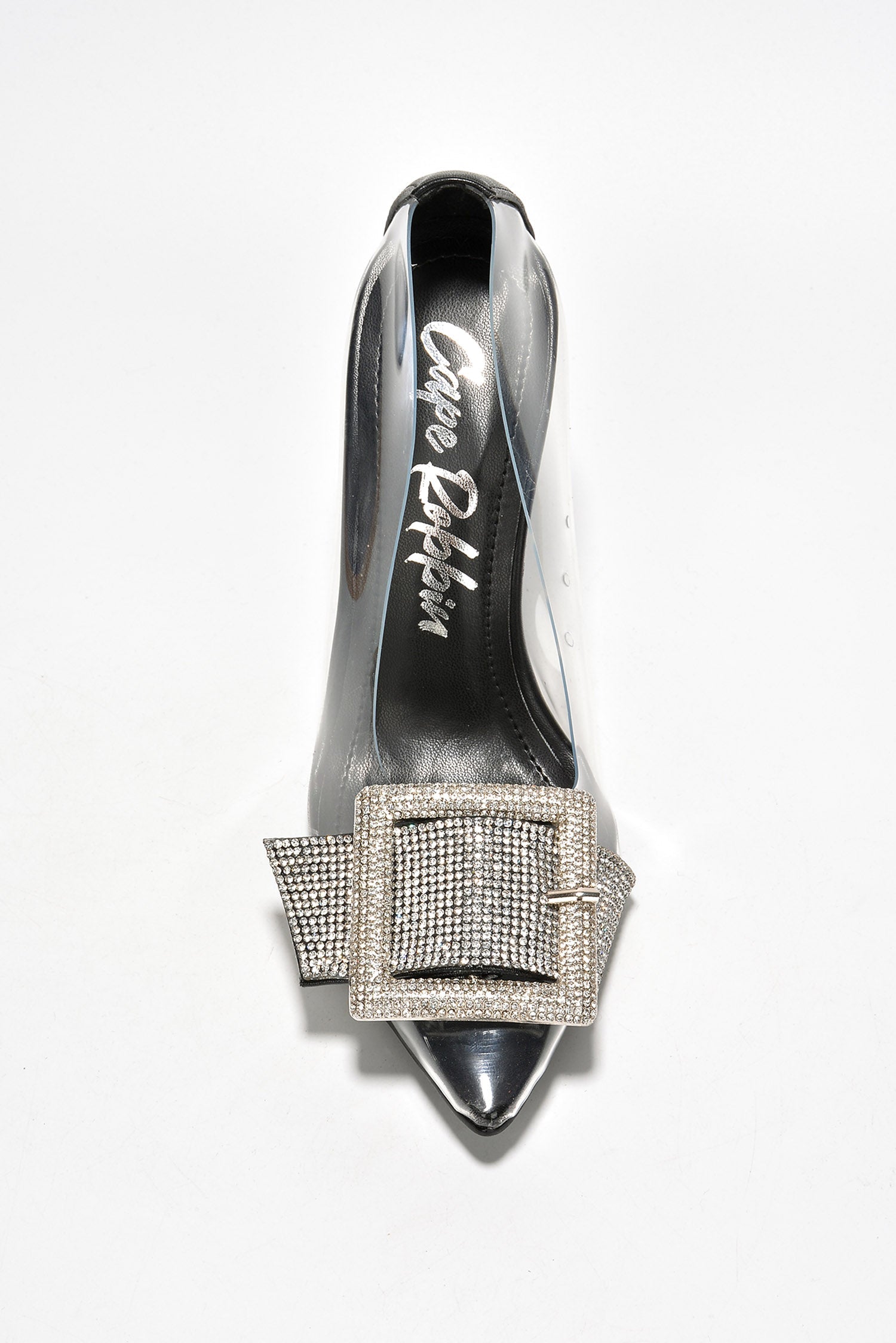 Lorie Diamanté Buckle Decor High Heel Clear Pumps